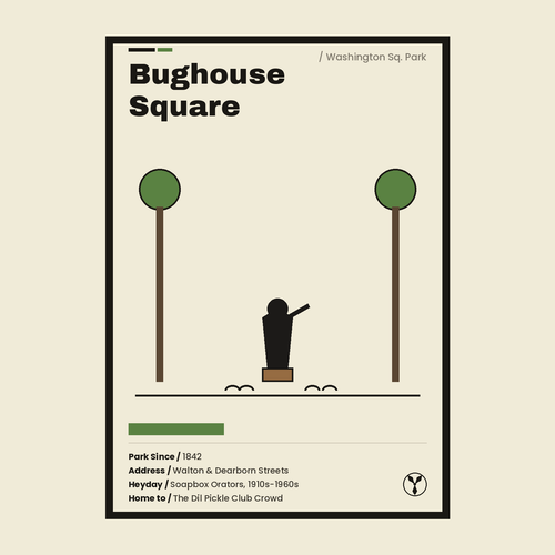 Bughouse Square Chicago history art print