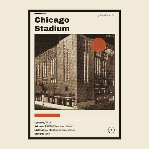Chicago Stadium vintage postcard print