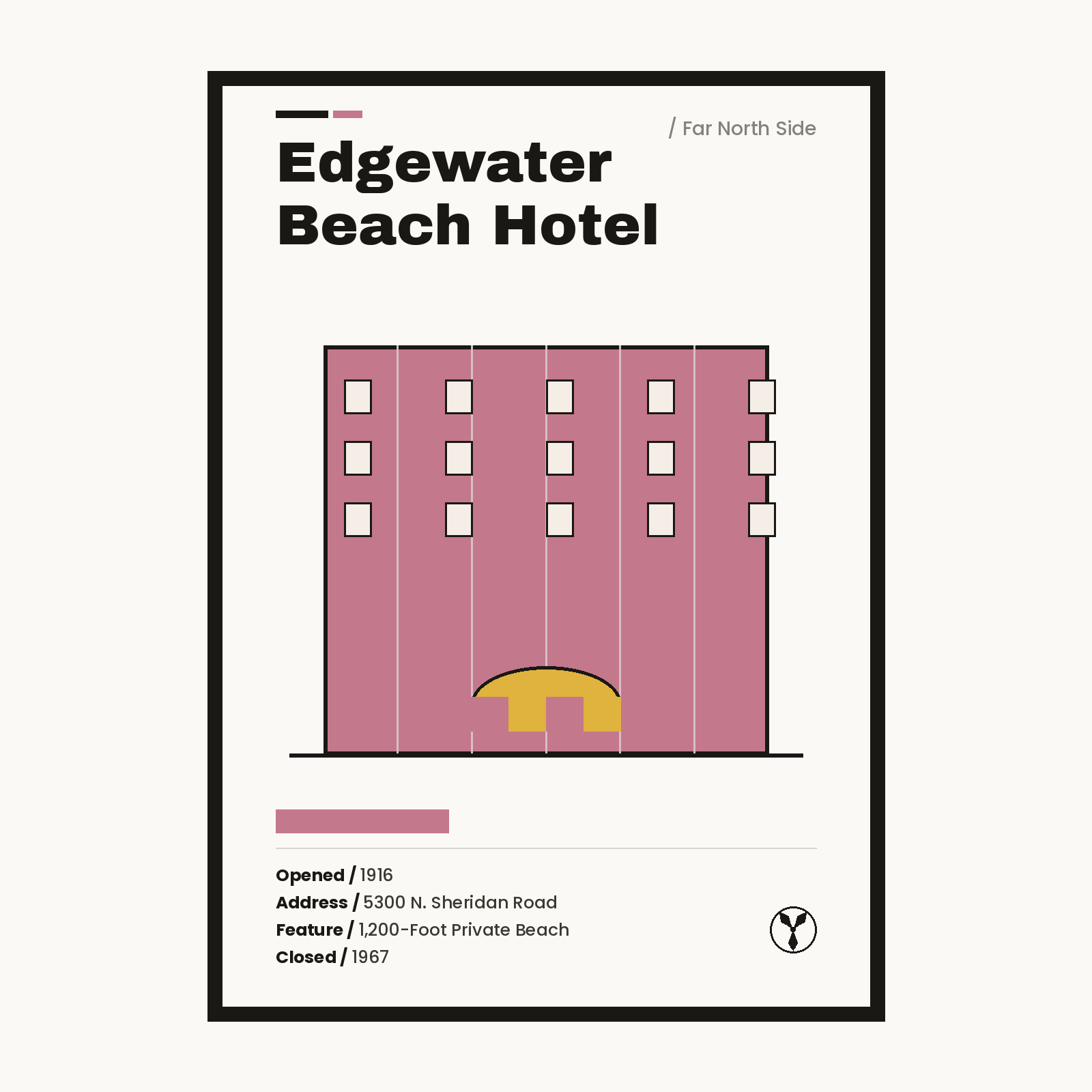 Edgewater Beach Hotel vintage Chicago history print