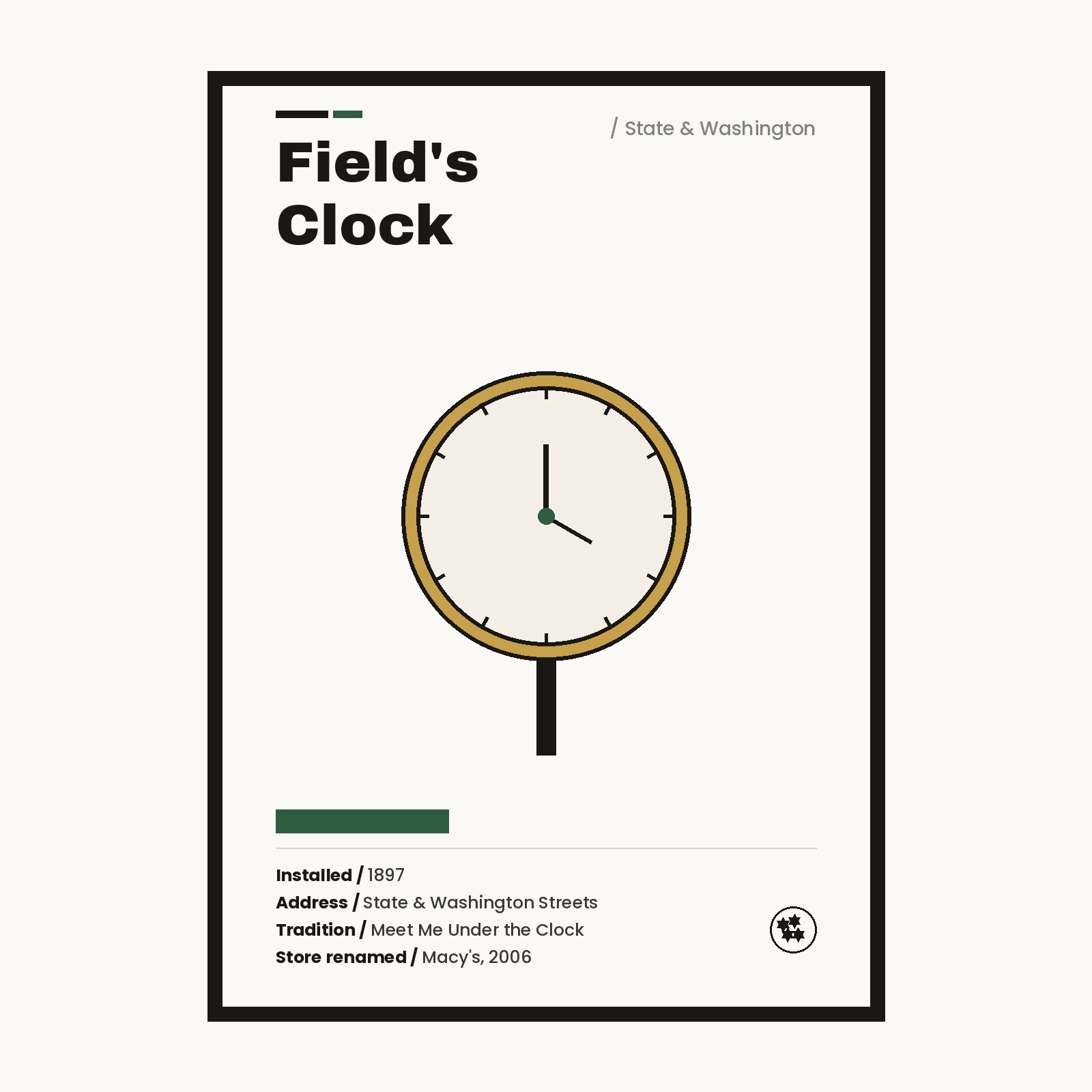 Field's Clock Chicago history art print