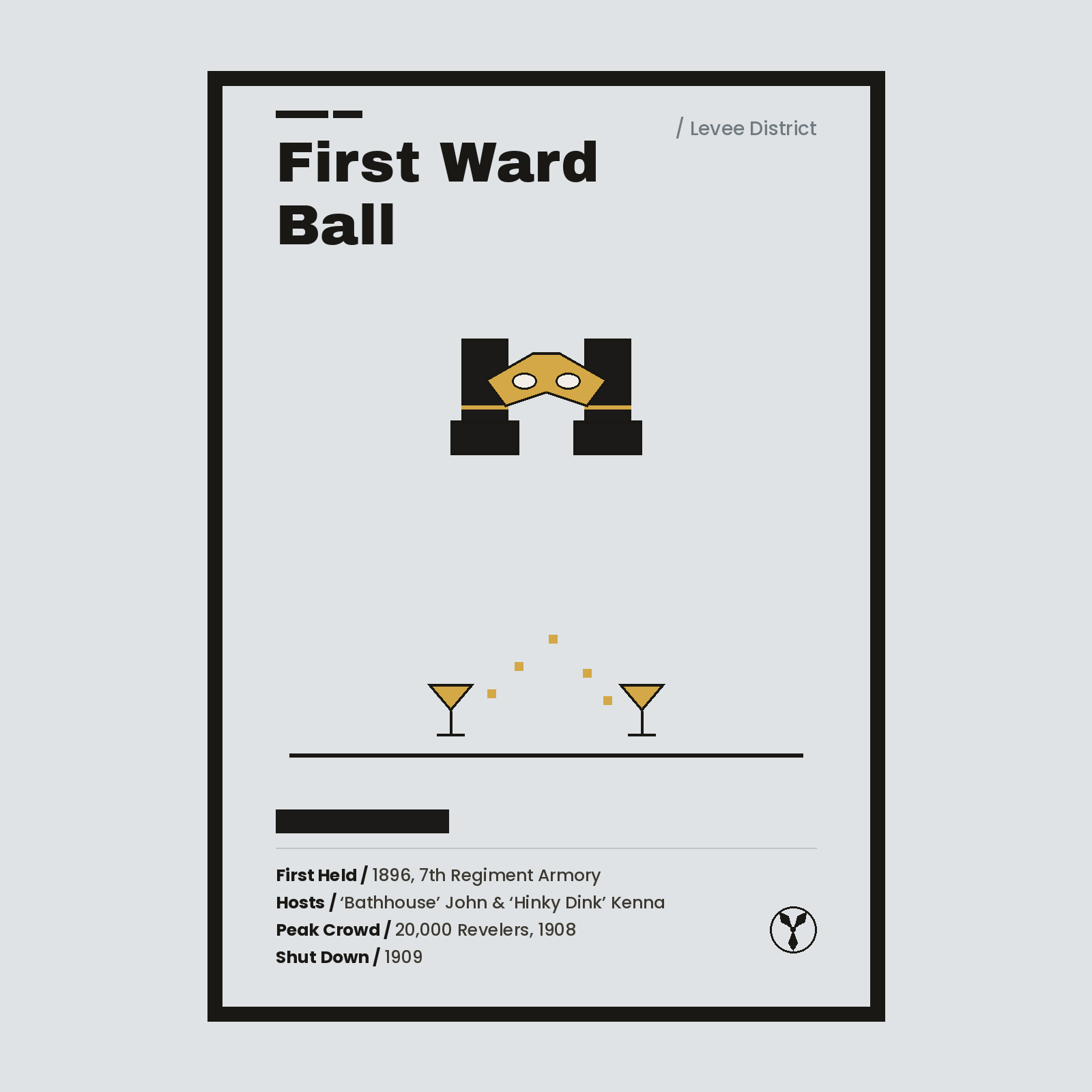 First Ward Ball vintage Chicago history print