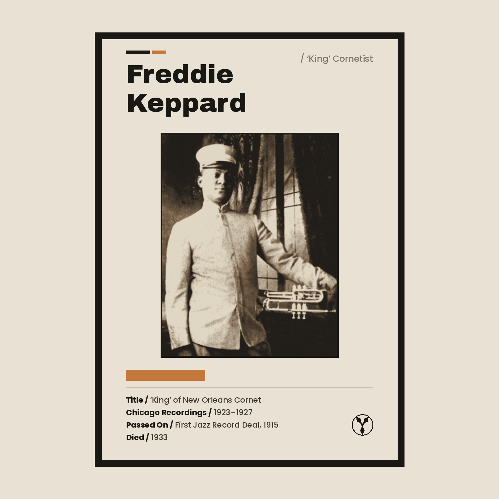 Freddie Keppard vintage Chicago history print