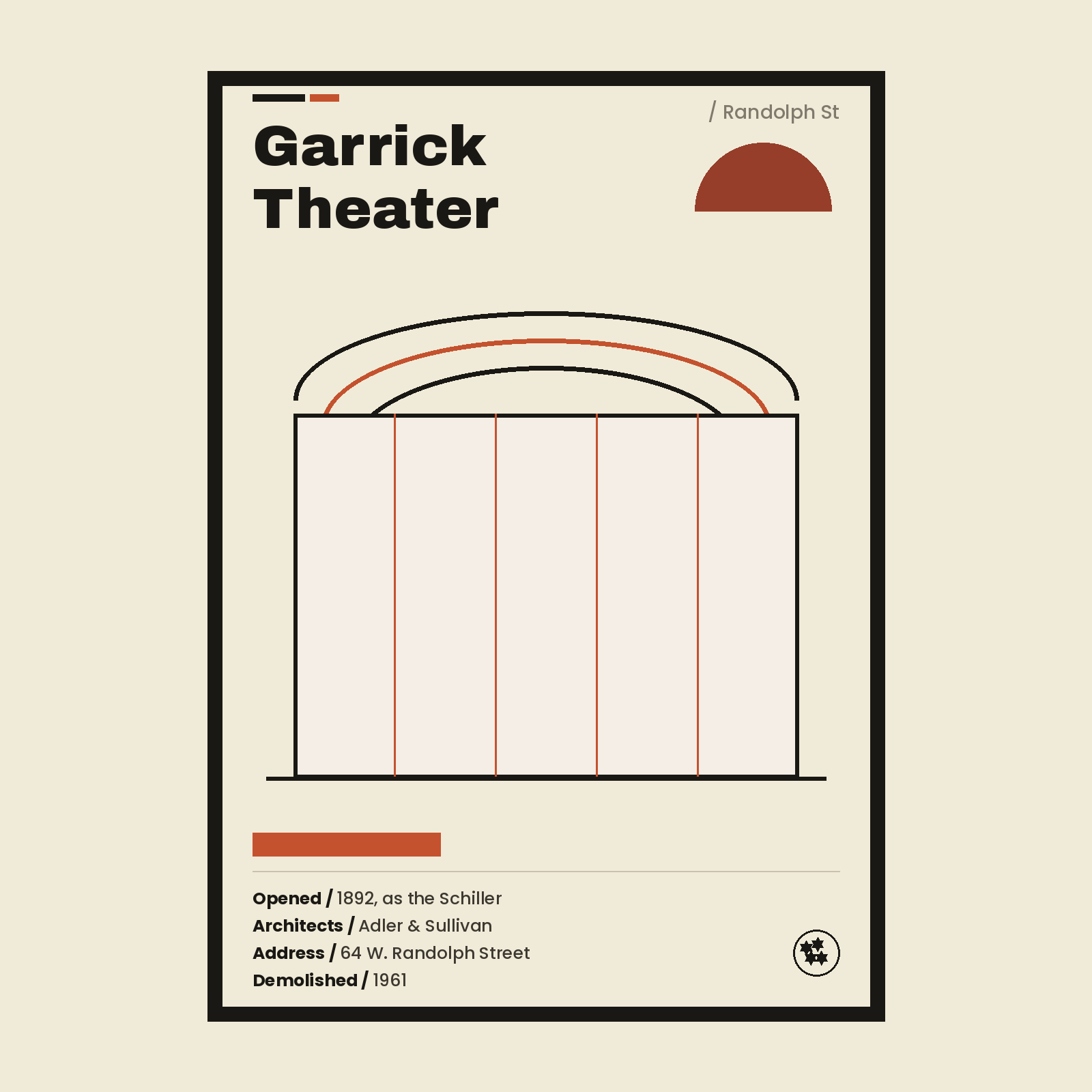 Garrick Theater Chicago history art print