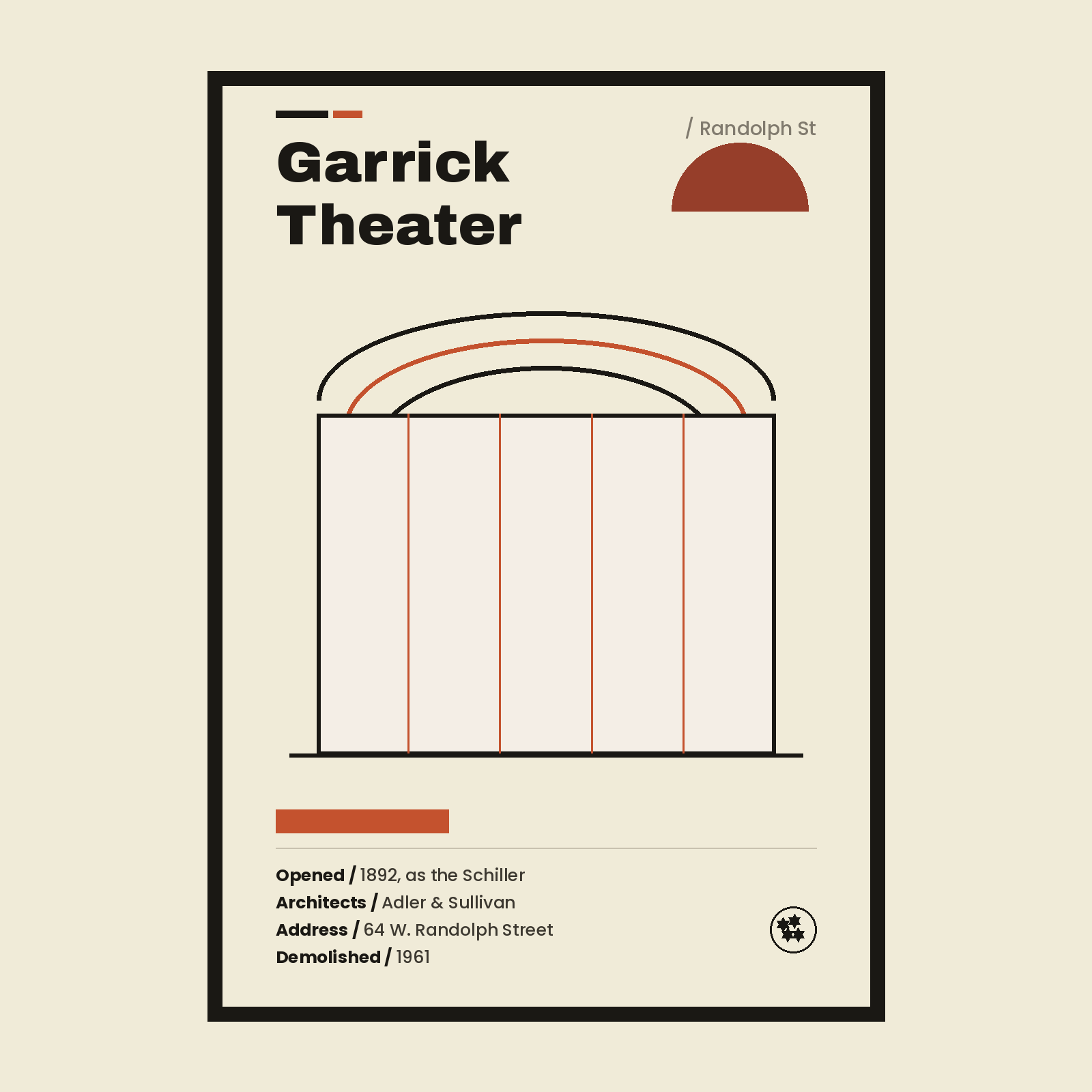 Garrick Theater Chicago history art print