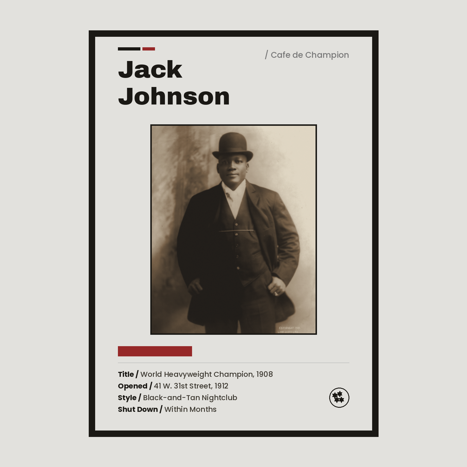 Jack Johnson — Cafe de Champion print