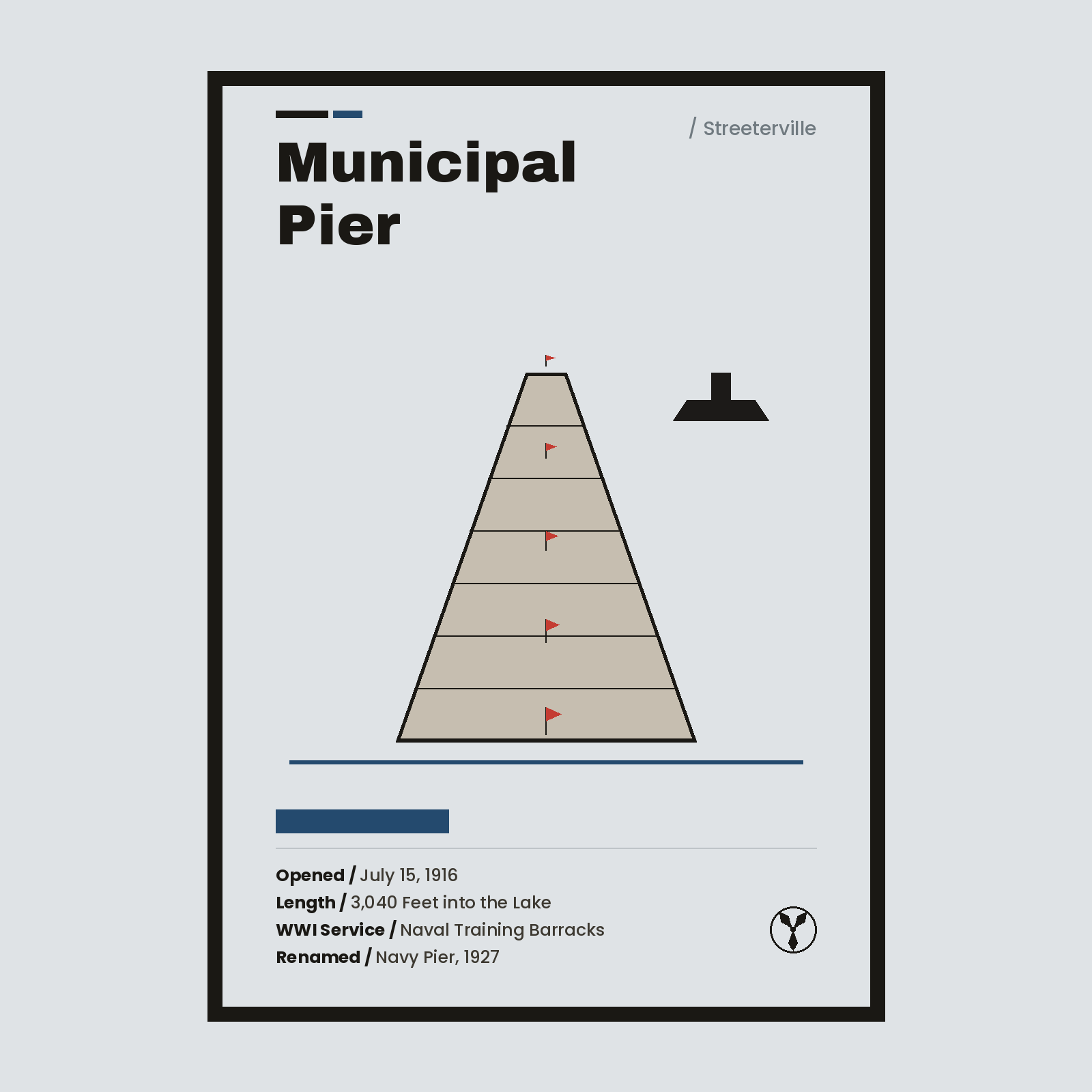 Municipal Pier vintage Chicago history print