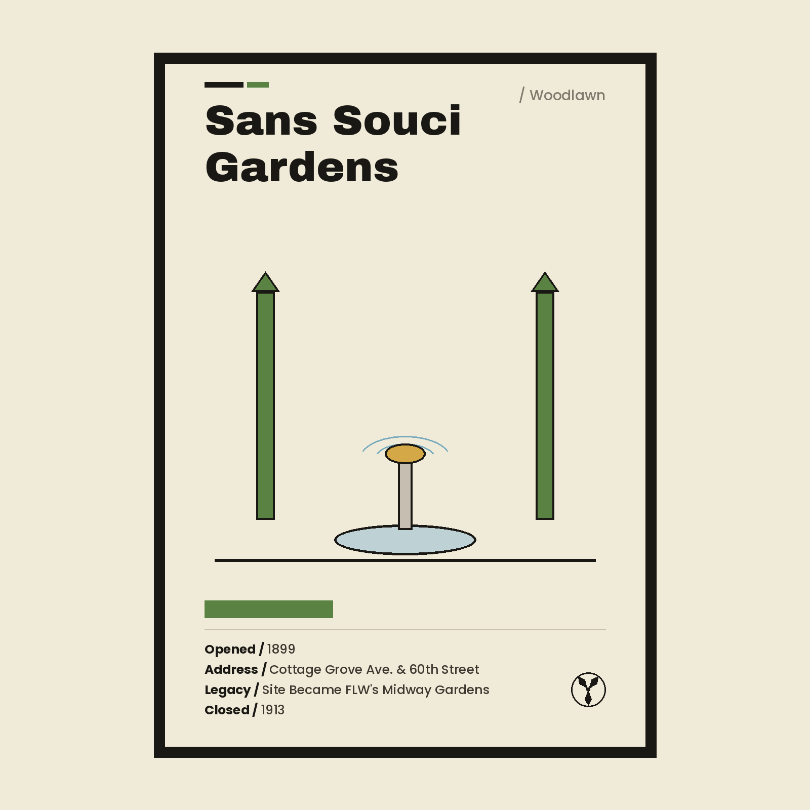 Sans Souci Gardens vintage Chicago history print