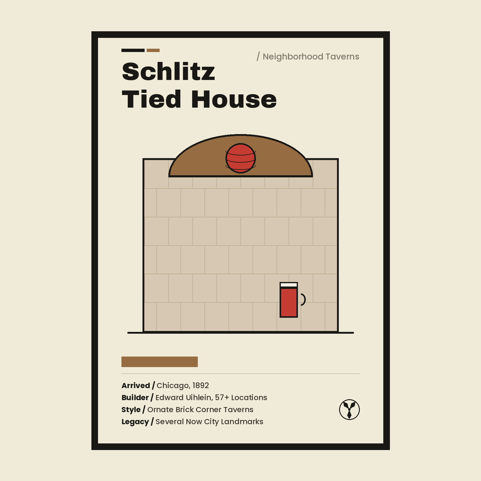 Schlitz Tied House vintage Chicago history print