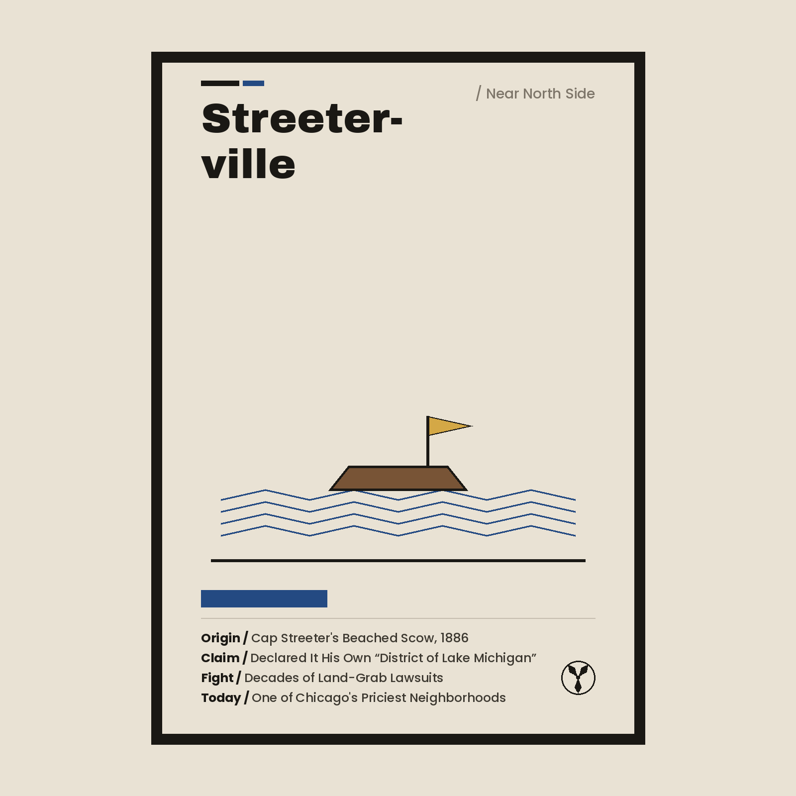 Streeterville Chicago history art print
