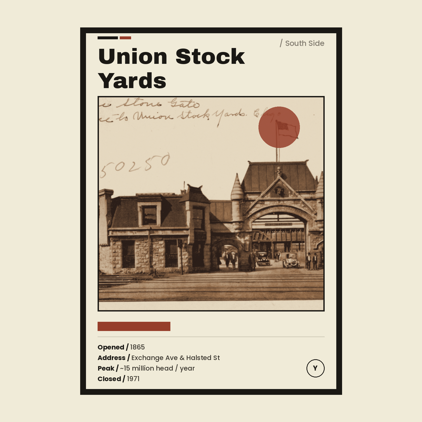 Union Stock Yards print - vintage stone gate photo