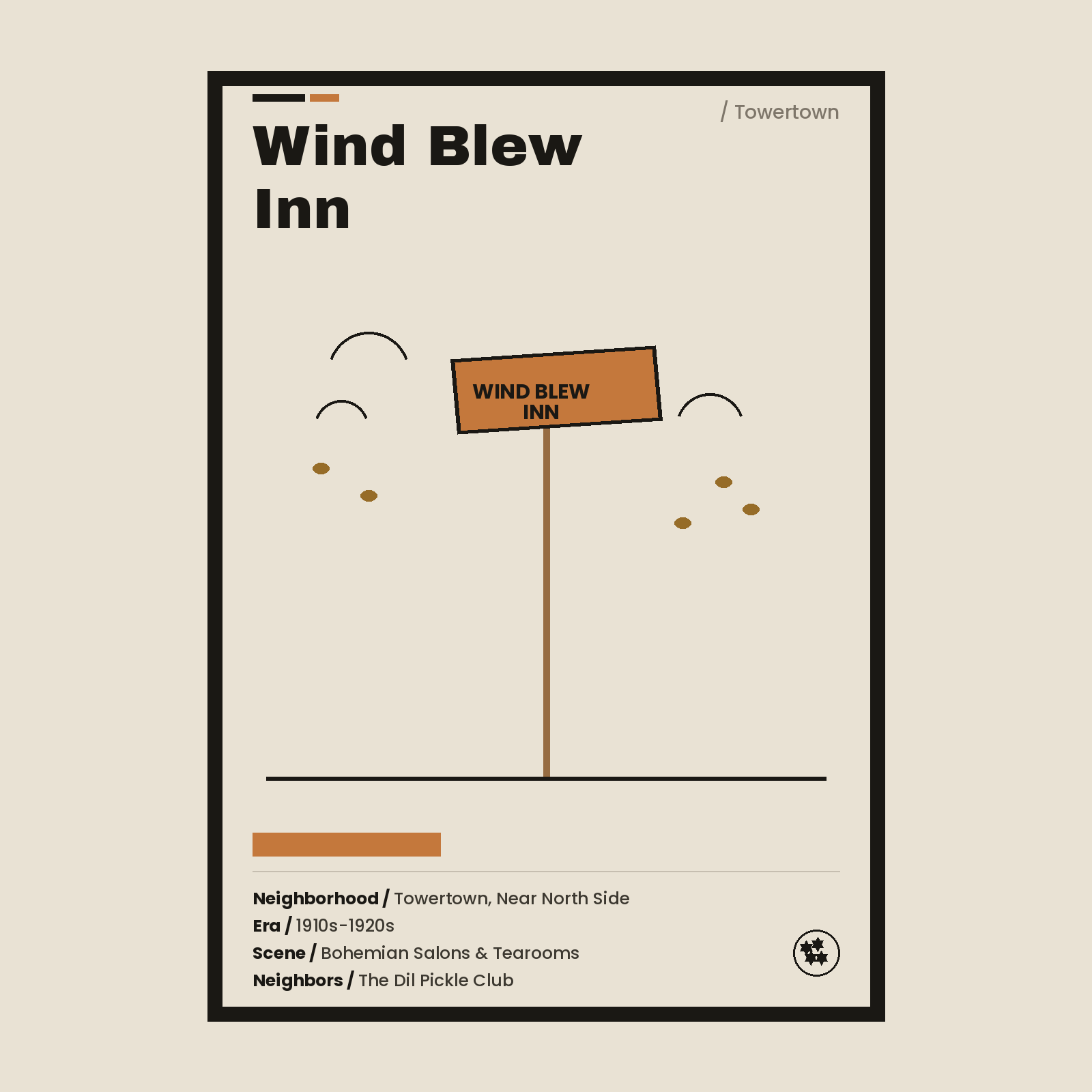 Wind Blew Inn Chicago history art print