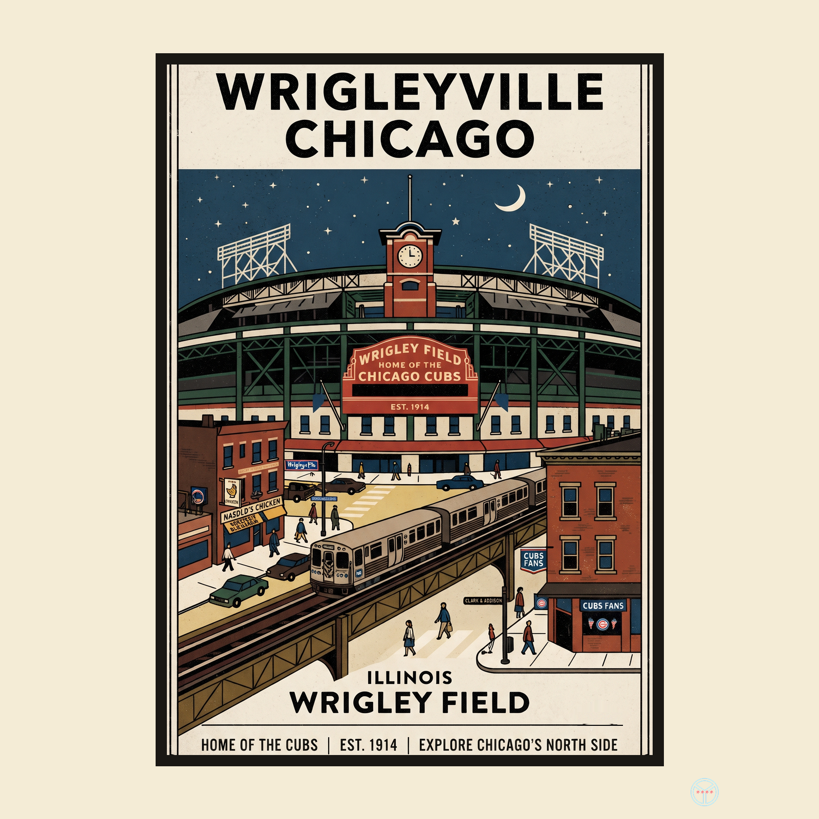 Wrigleyville Travel Poster