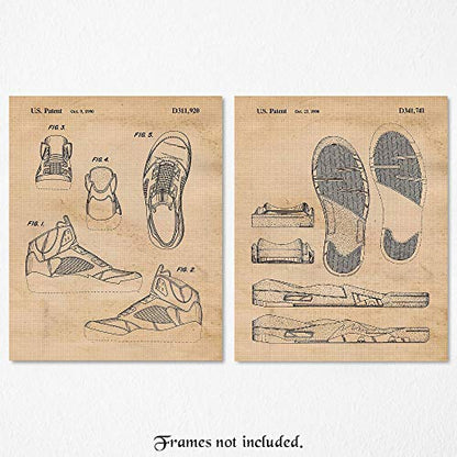 Vintage Air Jordan 5 Shoes Patent Poster Prints, Set of 2 (11x14)