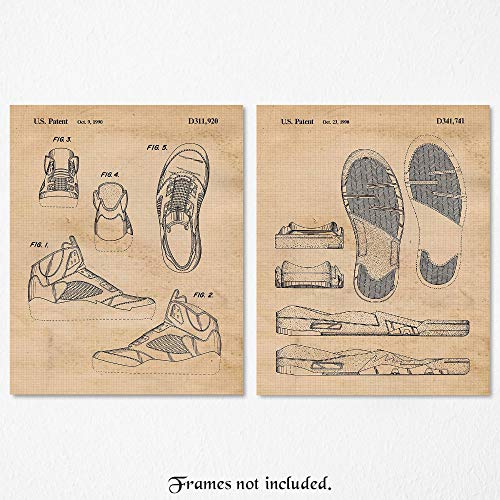 Vintage Air Jordan 5 Shoes Patent Poster Prints, Set of 2 (11x14)