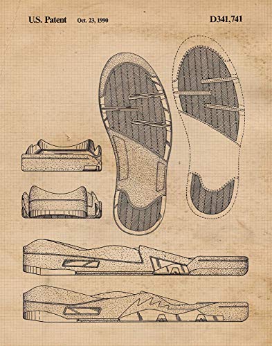 Vintage Air Jordan 5 Shoes Patent Poster Prints, Set of 2 (11x14)
