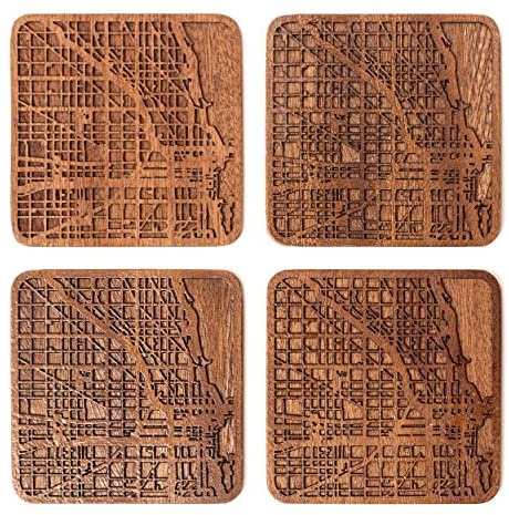 Chicago Map Coaster by O3 Design Studio, Set Of 4