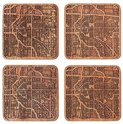 Chicago Map Coaster by O3 Design Studio, Set Of 4