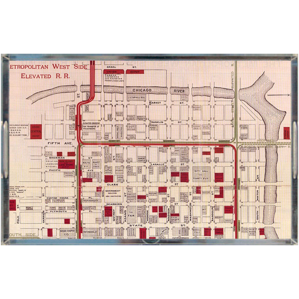 Chicago  'L' Map Serving Tray