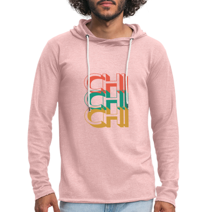 Tri Chi - Unisex Lightweight Terry Hoodie - cream heather pink